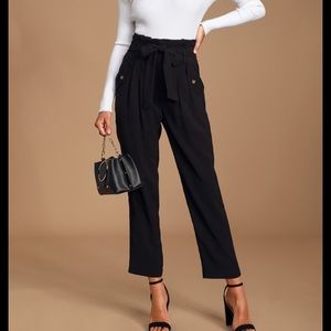 Lulu’s Black Paperbag Waist Pants